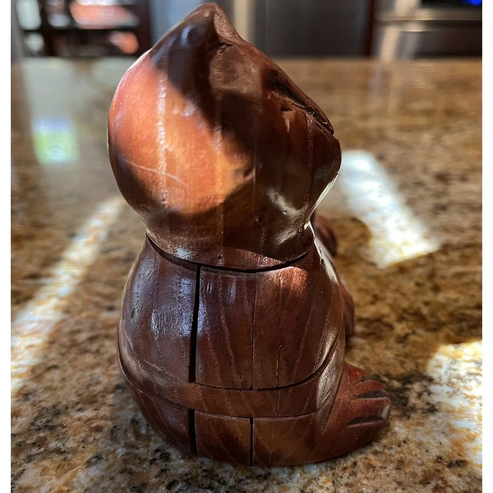 Vintage Wooden Cat Puzzle 3D Figure Numerous Pieces Great Details 7
